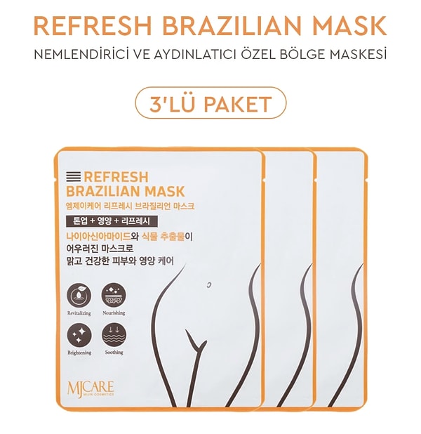 Mjcare Refresh Brazilian Mask - Yatıştırıcı, Nemlendirici ve Aydınlatıcı Özel Bölge Maskesi 3'lü