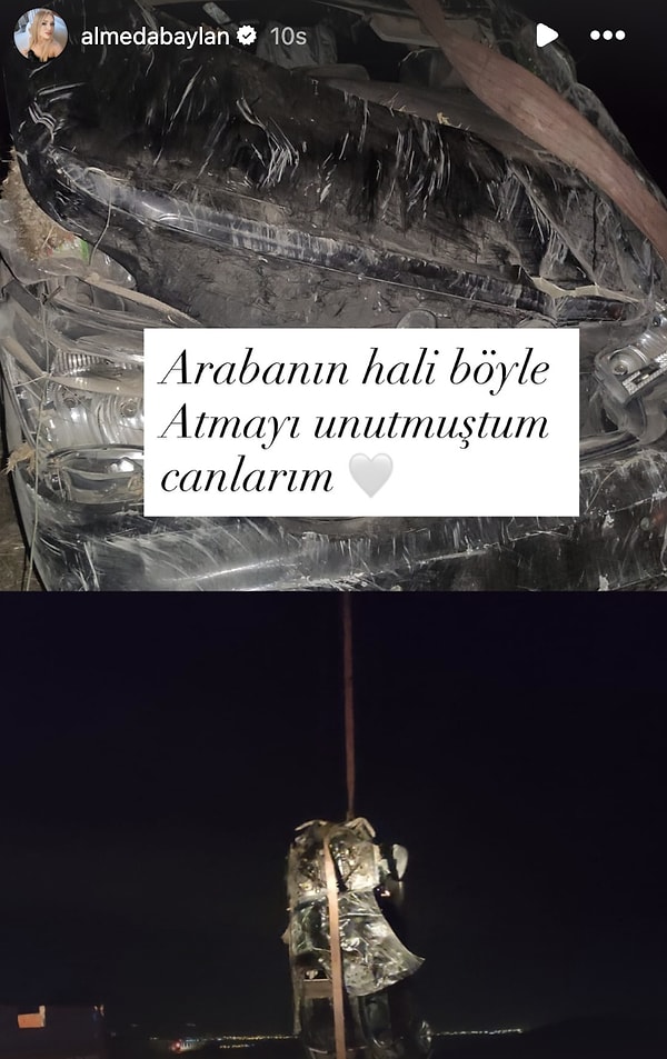Büyük korku yaşayan Almeda, arabasının son halini paylaştı.