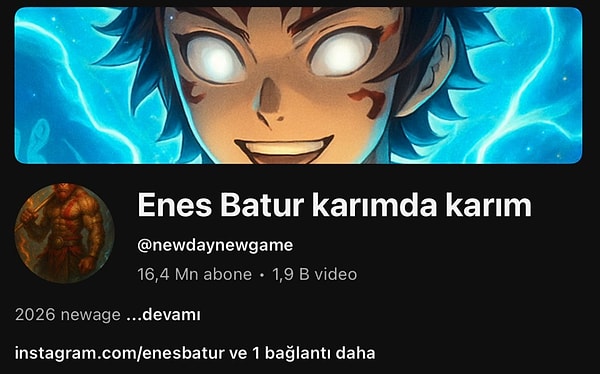 Ancak en büyük şaşkınlık, Batur’un YouTube kanalının adını “Enes Batur Karım da Karım” olarak değiştirmesiyle geldi.