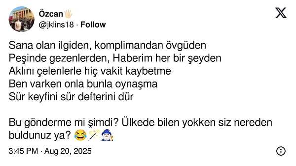Bir kullanıcı ise bu şarkı seçiminin gönderme olabileceğini söyleyen bir paylaşım yaptı:
