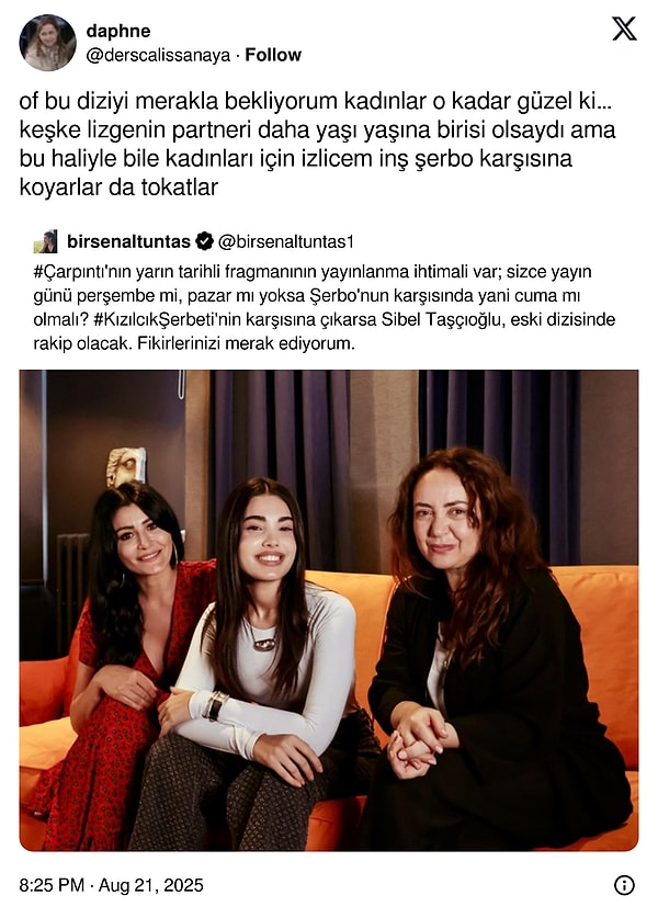Çünkü cuma günü yayınlanırsa Kızılcık Şerbeti’yle Çarpıntı rakip olacak. 👇