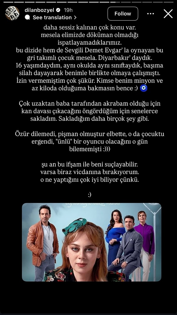 Dilan Bozyel'in oyuncu Mehmet Yılmaz Ak hakkındaki iddialarını şöyle bırakalım: