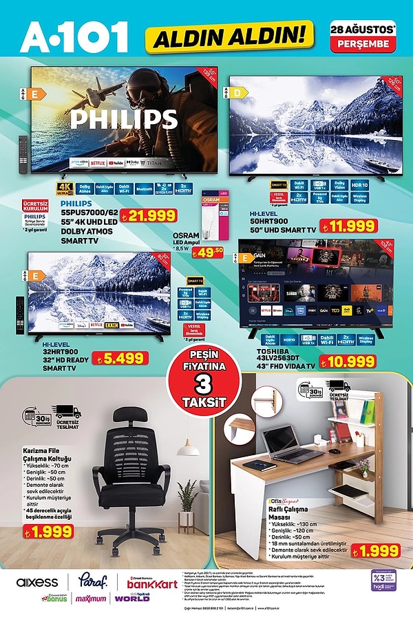 Philips 55" 4K UHD Led Dolby Atmos Smart Tv 21.999 TL