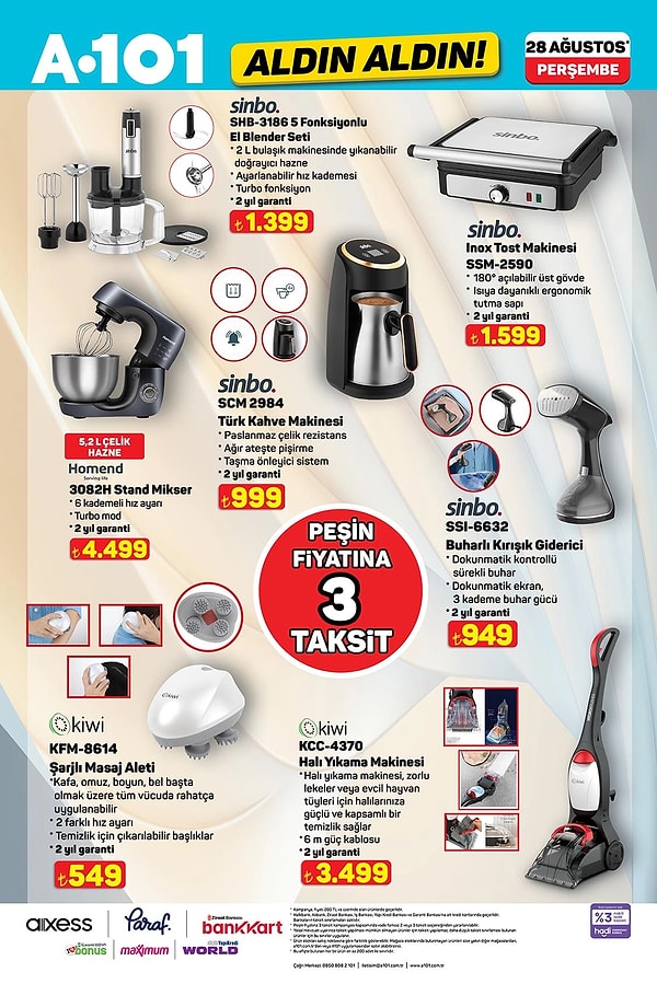 Sinbo 5 Fonksiyonlu El Blender Seti 1.399 TL