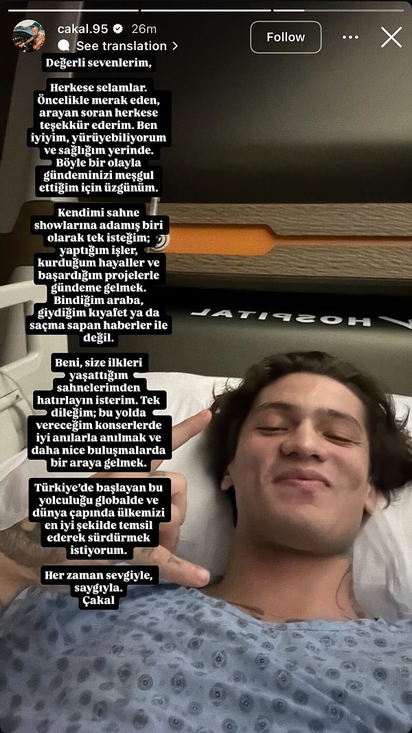 Rapçi Çakal sosyal medya hesabından yaptığı paylaşımda sağlık durumuyla ilgili açıklamada bulundu.