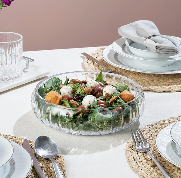Glamis Selen Concept El Yapımı Büyük Boy Cam Salata Kasesi
