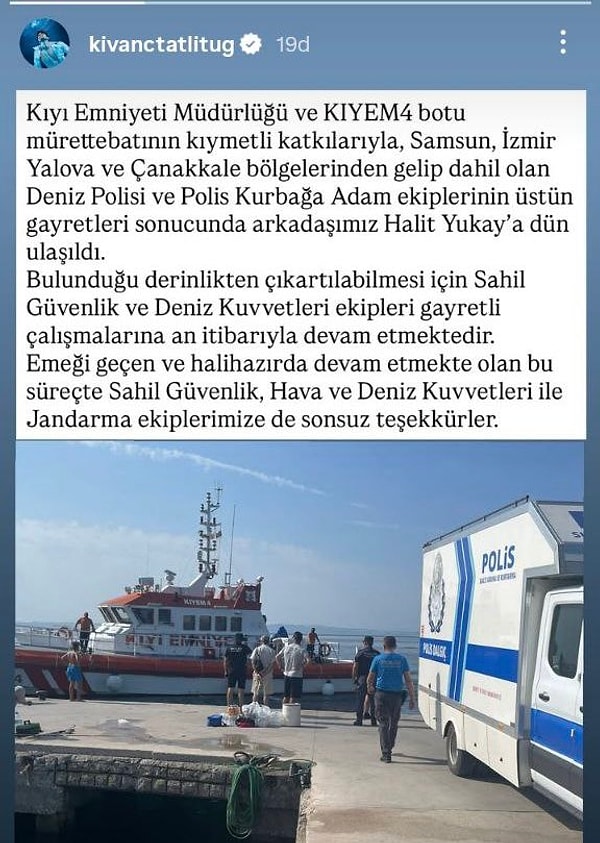 Kıvanç Tatlıtuğ'un paylaşımı: