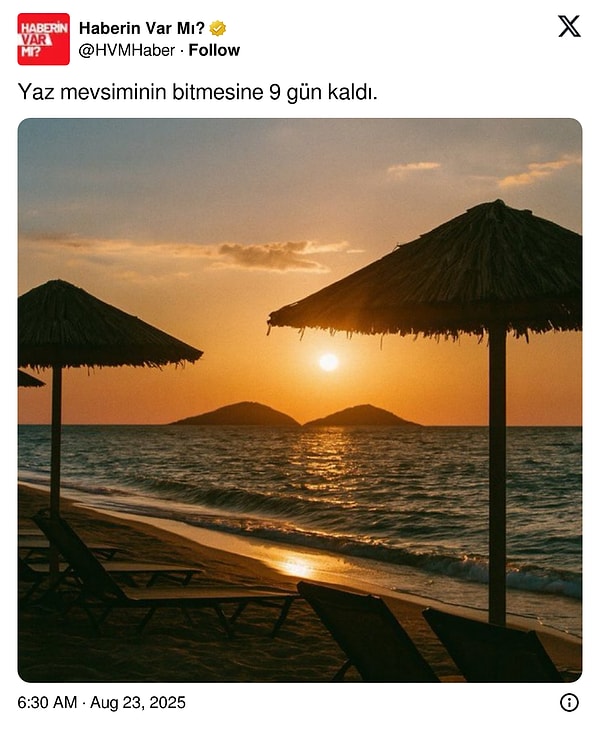Kışçılar, müjde! Yazın bitmesine an itibarıyla 7 gün kaldı.