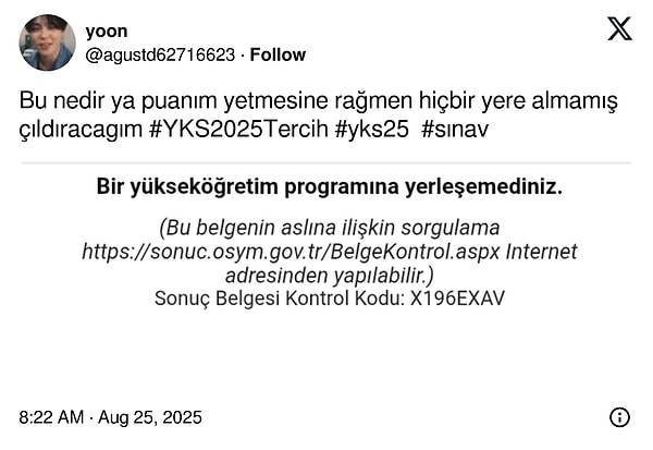 Fakat asıl mesele, hiçbir yükseköğretim programına yerleşemediğini söyleyenlerde.