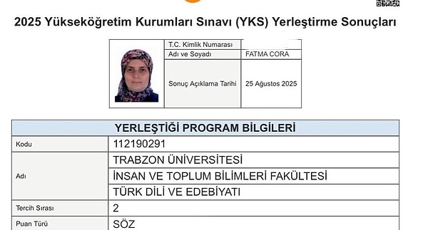 Bir diğer gurur tablosu da 51 yaşındaki anneden geldi. Kızı, annesinin kazandığı bölümü bu şekilde paylaştı.