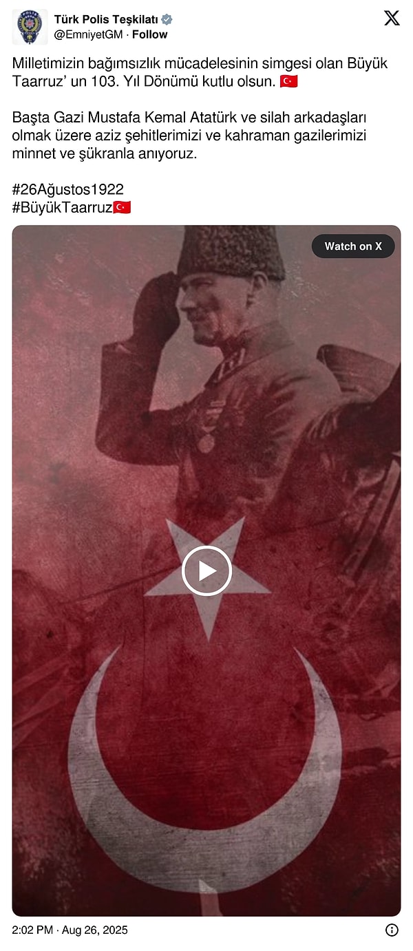Paylaşım silindi, Atatürk’ün fotoğrafı ve isminin olduğu yeni paylaşım yapıldı.