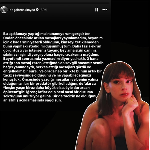 Tayanç Ayaydın'ın "içten özürünü" görüp hukuki yollara başvuracağını öğrenen ifşa sahibi Doğa Lara Akkaya, sinirlerine hakim olamadı.