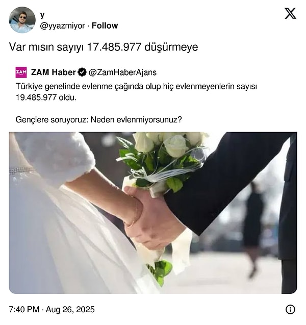 Sizin gibi 10 çift evlense...