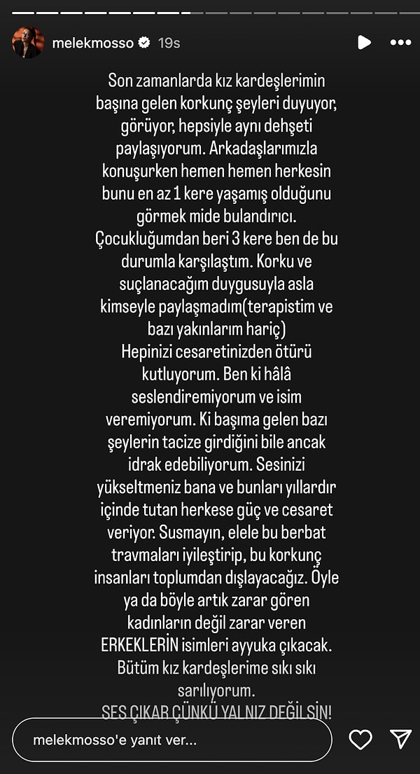 Bu kez bir ifşa da Melek Mosso'dan geldi!