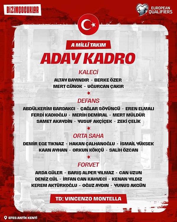 Aday kadro açıklandı.