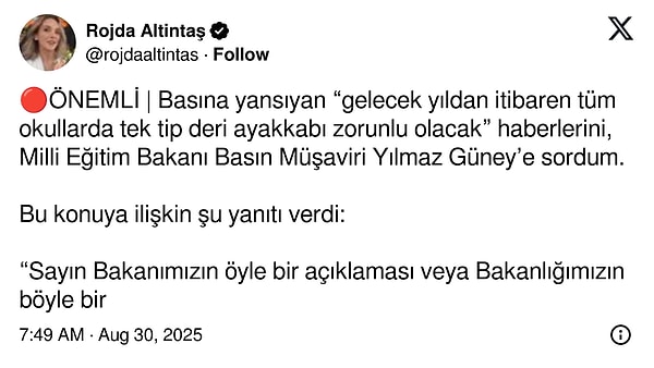 Gazeteci Rojda Altıntaş'ın paylaşımı 👇