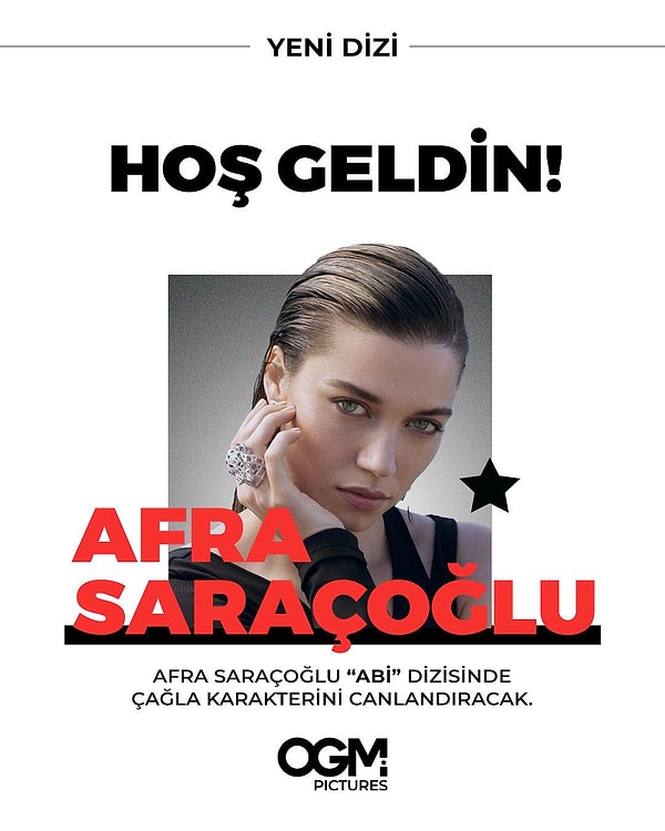 OGM Pictures'ın yaptığı paylaşıma göre, Kenan İmirzalıoğlu'nun ABİ'deki partneri güzel oyuncu Afra Saraçoğlu oldu.