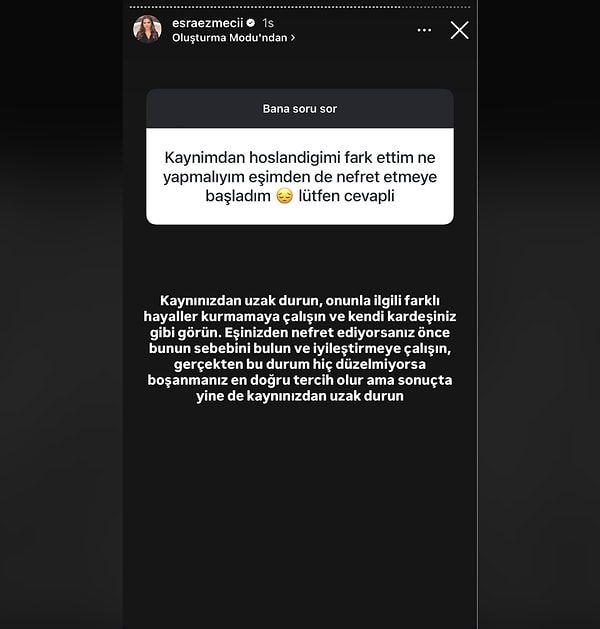 “Kayınımdan hoşlandığımı fark ettim ne yapmalıyım eşimden de nefret etmeye başladım 😔 ” yazan kadına Ezmeci şu ifadelerle yanıt verdi: