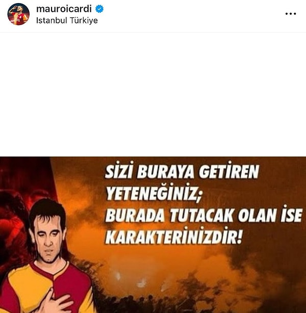Mauro Icardi'nin Instagram hesabından yaptığı paylaşım: