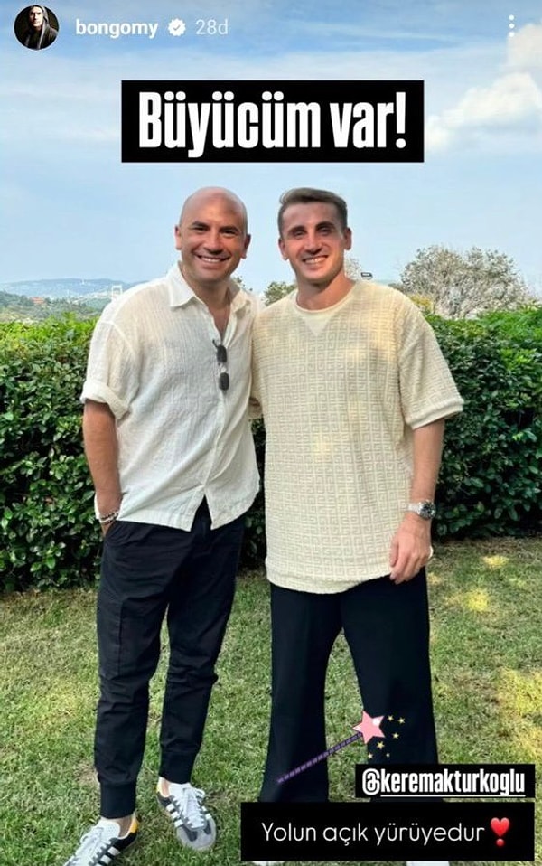 Giray Altınok, Kerem’in Benfica’ya transfer olması sonrasında hesabından Kerem ile fotoğrafını, “Büyücüm var” diyerek paylaşmıştı.