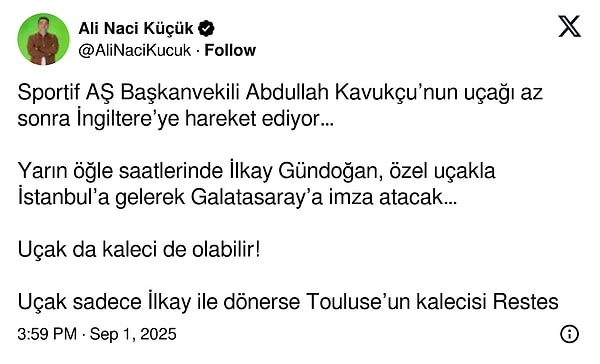 Ali Naci Küçük’ün paylaşımı 👇