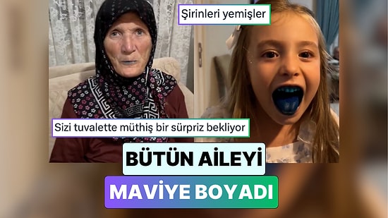 Çocuğunun Doğum Gününde Pastayı Kendi Yapan Kadın Gıda Boyasını Fazla Kaçırınca Tüm Aileyi Maviye Boyadı
