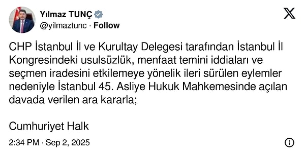 Adalet Bakanı Yılmaz Tunç'tan açıklama
