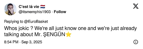 “Jokic de kim? Bizim bildiğimiz tek bir isim var, o da Mr. ŞENGÜN⭐”