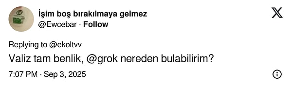 Valizin modelini araştıranlarsa Grok'a yöneldi!👇