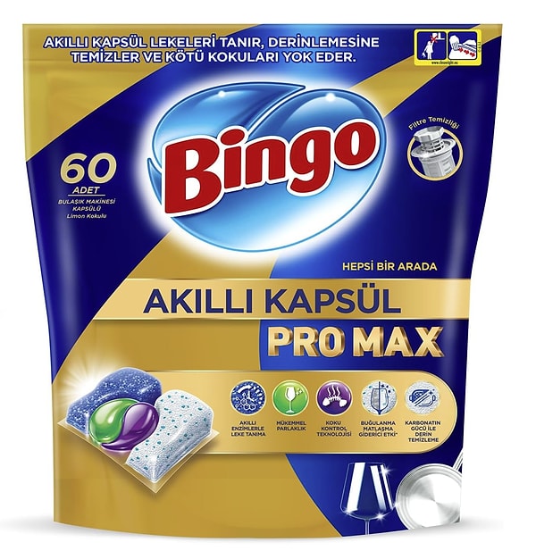 Amazon’da indirime giren Bingo Akıllı Kapsül Pro Max Bulaşık Makinesi Tableti, hepsi bir arada formülüyle hem bulaşıklarınızı pırıl pırıl yapıyor hem de makine bakımını kolaylaştırıyor.