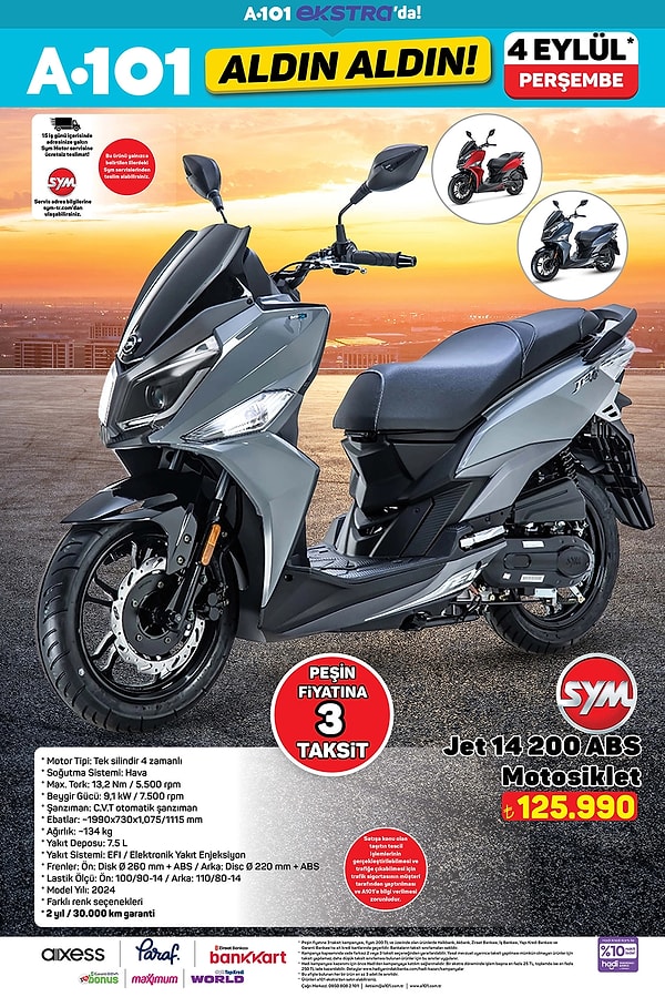 SYM Jet 200 ABS Motosiklet 125.990 TL
