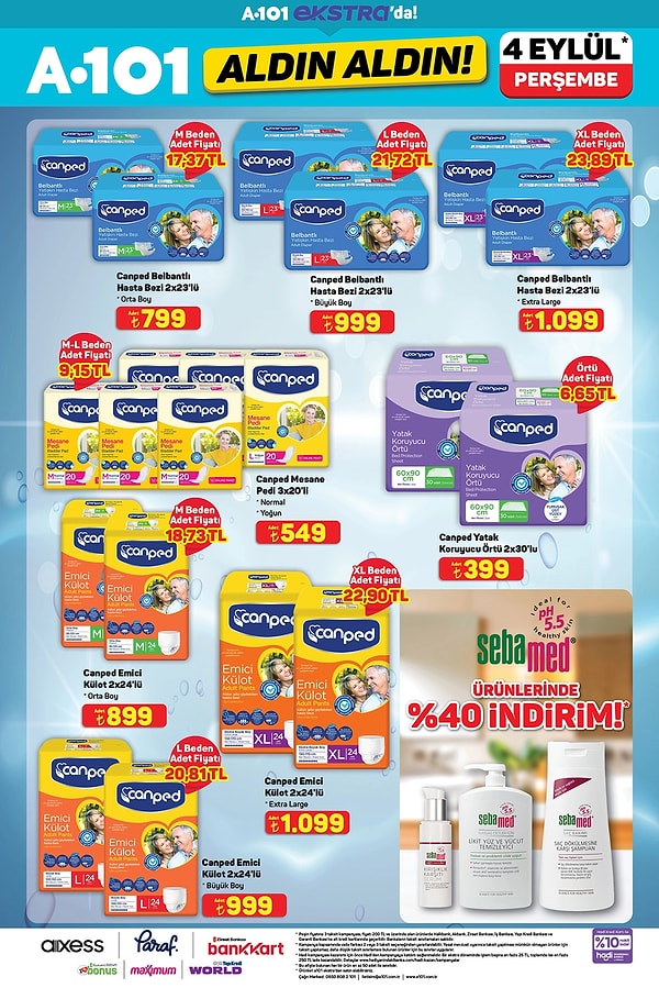 Canped Belbantlı Hasta Bezi Büyük 23'lü 999 TL