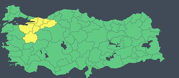Hangi iller için sarı kodlu uyarı yapıldı?