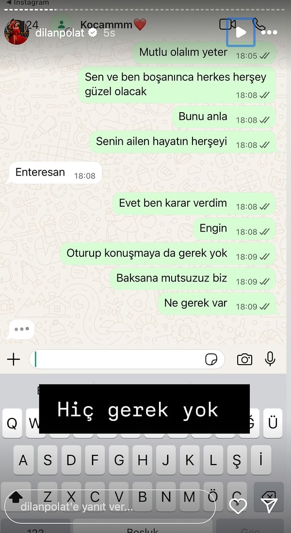 Kaynanasıyla mesajlaşmalarından kocası Engin Polat'la yazışmalarına kadar her detayı sosyal medyadan paylaşmaya devam eden Dilan Polat gün boyu gündemden düşmedi.