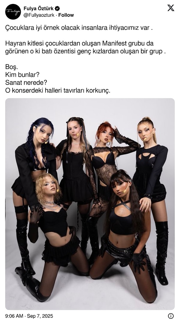 Gazeteci Fulya Öztürk ise "O konserdeki halleri tavırları korkunç." diyerek Manifest'i eleştirdi.