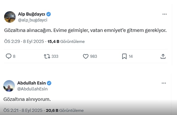 Özellikle CHP İstanbul İl Başkanlığı'nda yaşanan hareketlilikle birlikte başka isimler de gözaltına alındıklarını duyurdu.