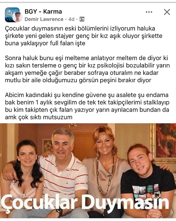 Eski bölümleri izleyen bir Facebook kullanıcısı, Meltem'in Haluk'a aşık olan bir stajyere verdiği tepkiyi hatırlattı.