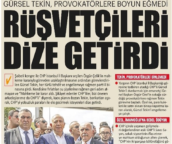 CHP'de son yaşananlardan sonra Akit'in yaptığı Gürsel Tekin haberi: