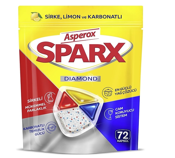 Asperox Sparx Diamond Bulaşık Makinesi Kapsülü 72 Adet
