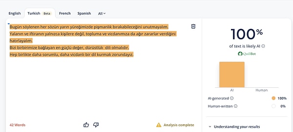 Paylaşımın yapay zeka ile oluşturulduğu tespit edildi.