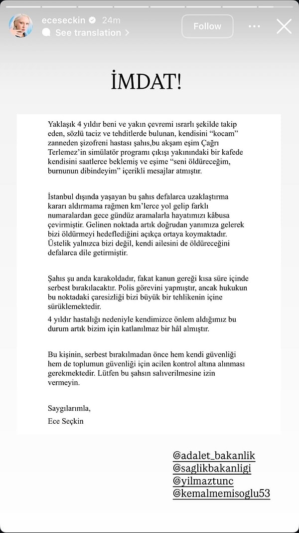 Ece Seçkin'in açıklamasının tamamını da şöyle bırakalım: