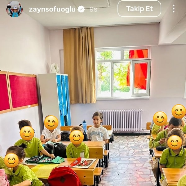 Zayn Sofuoğlu'nun hesabından paylaşılan fotoğrafla, minik yeteneğin devlet okulunda ilkokula başladığı detayı fark edildi.