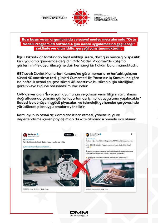 Dezenformasyonla Mücadele Merkezi'nden konuyla ilgili açıklama geldi.