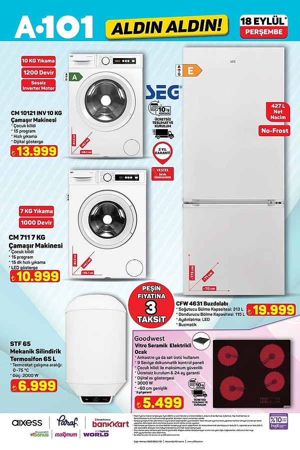 SEG 10 Kg Çamaşır Makinesi 13.999 TL