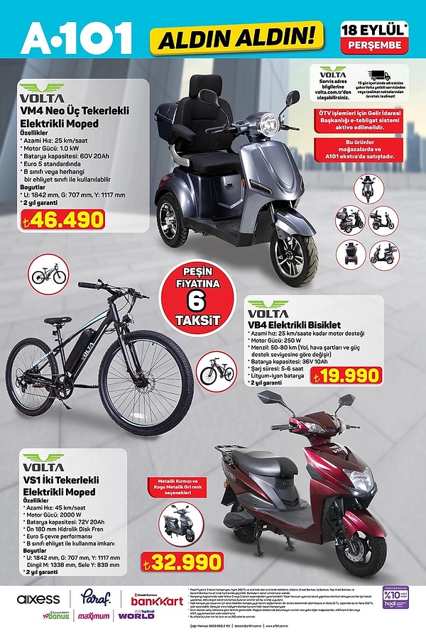 Volta VB4 Elektrikli Bisiklet 19.990 TL