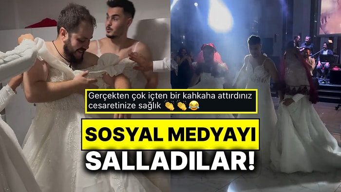 Akrabalara Kırk Yıllık Dedikodu Malzemesi: Damadın Arkadaşları Gelinlikleriyle Pisti Coşturdu!