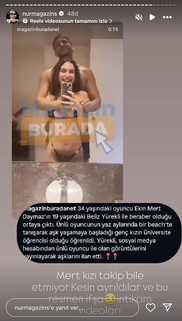 Nur Magazins'te yer alan iddiaya göre ise ikili birbirini sosyal medyada takip etmiyor, çünkü ayrıldılar.