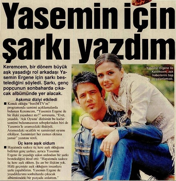 2005 yılında ekranlarda fırtınalar estiren Aşk Oyunu dizisiyle tanıştığımız Keremcem ve Yasemin Özilhan aşkı bir döneme damga vurmuştu.