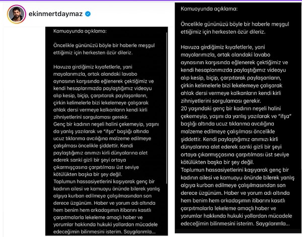 Ekin Mert Daymaz, videoları çıkan sevgilisiyle ilgili yaş farklarına dair yaptığı açıklamada Beliz Yürekli'nin 19 değil, 20 yaşında olduğunu söyledi.