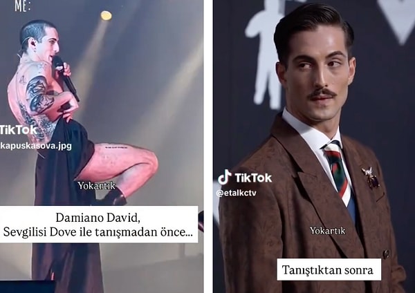 Maneskin döneminde Damiano David, sahnede adeta bir ikondu. Eskiden gotik tarzıyla dikkat çeken, şimdilerde maskülen imajıyla gündeme gelen Damiano David, sevgilisi Dove ile birlikte hem stil hem de kişilik açısından yepyeni bir döneme adım attı.